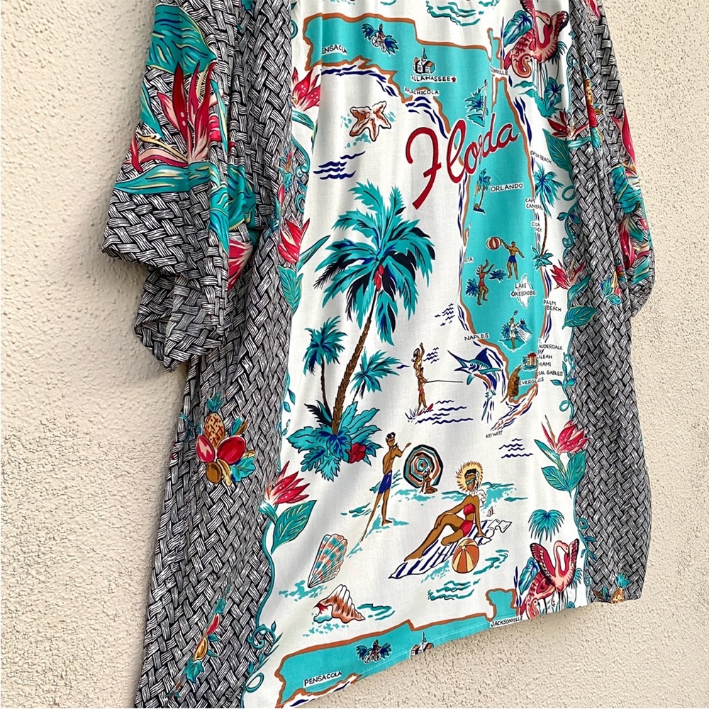 REYN Spooner vintage Hawaiian shirt FLORIDA STATE MAP tropical mens XL beach - Picture 11 of 11